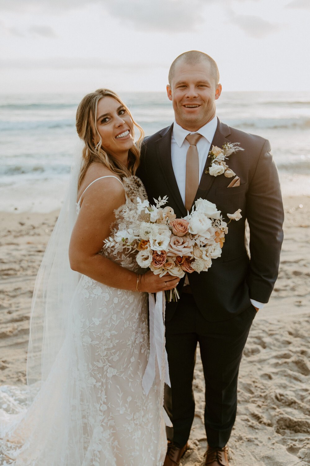 Bridal bouquet with soft garden blooms